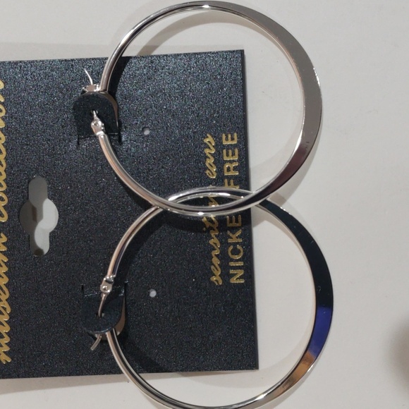 Elegant Silver Tone Hoop Design  Earrings -1.75-inch - Women's Fashion Jewelry - Picture 5 of 8